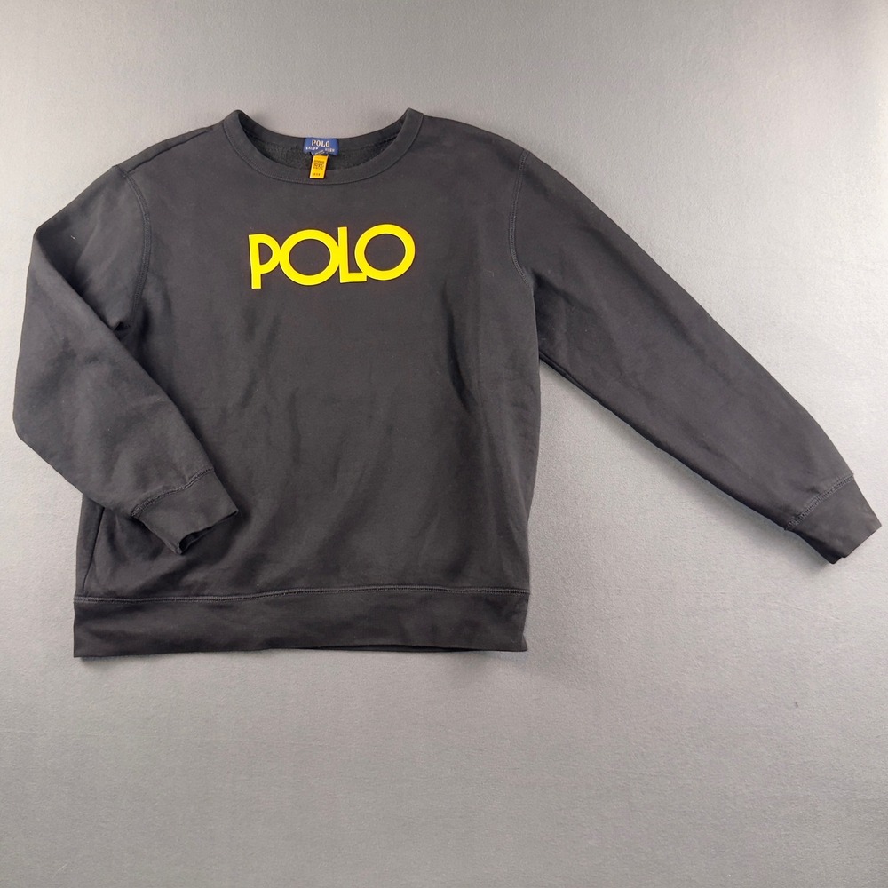 Polo Ralph Lauren Kids‎ XL 18-20 Black Yellow Logo Fleece Crewneck Sweatshirt
